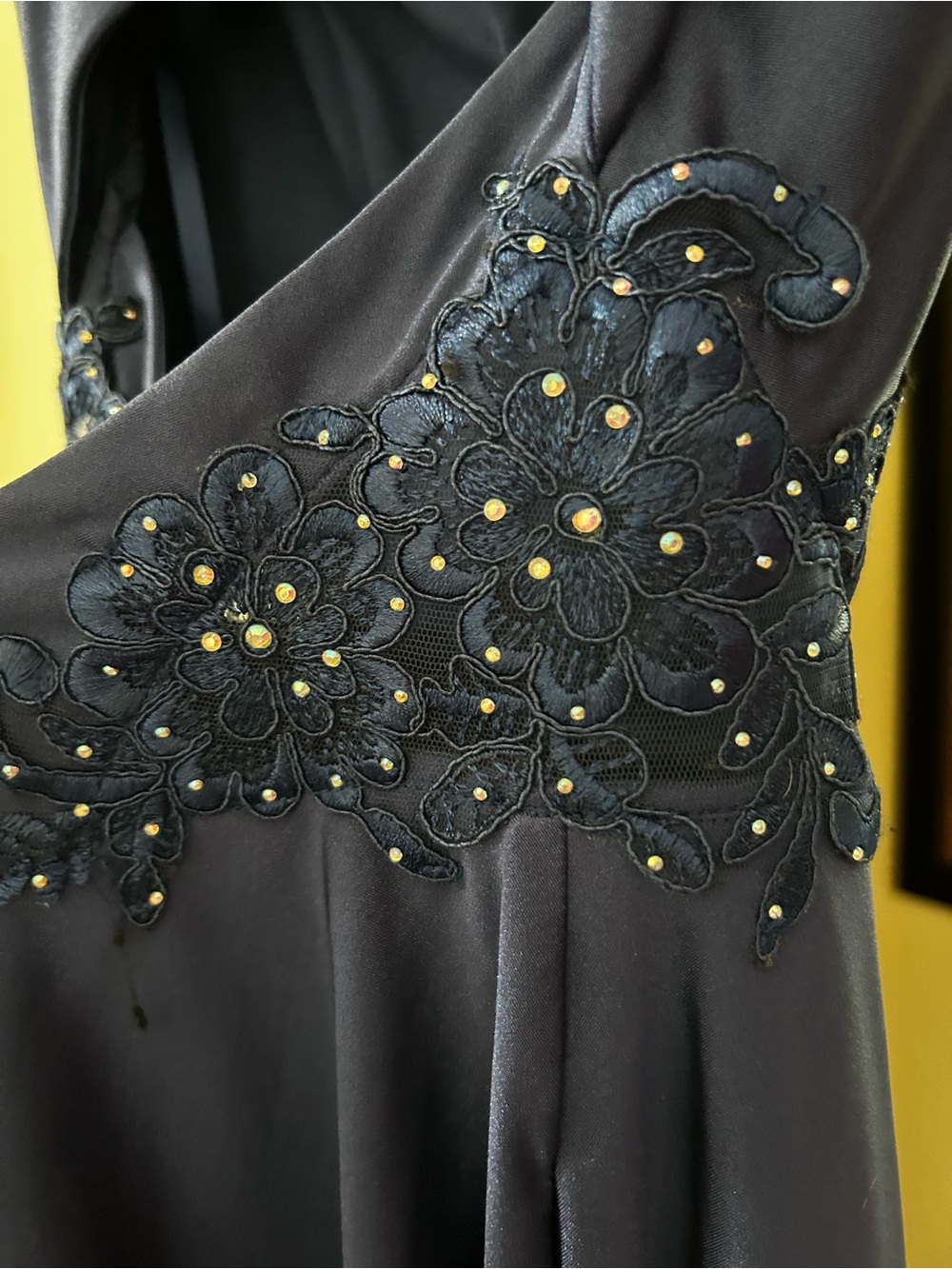 Navy Blue Beaded A-Line FormalParty Dress - Picture 3 of 5